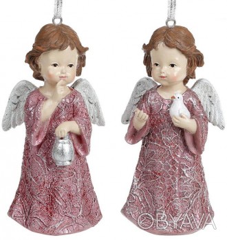Декоративные подвески "Ангел Тиффани" - 2 статуэтки. Ангел в пурпурном платье. Р. . фото 1