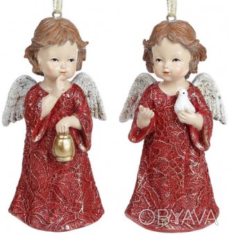 Декоративные подвески "Ангел Бордо" - 2 статуэтки. Ангел в красном платье. Разме. . фото 1