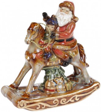 Статуэтка «Санта с малышом на лошадке». Материал - керамика. Размер:. . фото 2