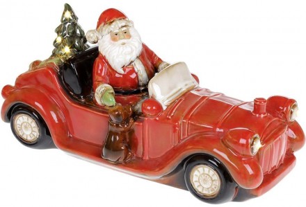 Декор новогодний «Санта в красном автомобиле» с LED подсветкой. Мате. . фото 2