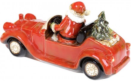 Декор новогодний «Санта в красном автомобиле» с LED подсветкой. Мате. . фото 3