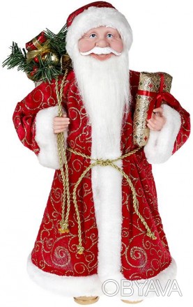 Декоративная фигура "Санта с подарками" красный с золотистым. Материал - ткань, . . фото 1