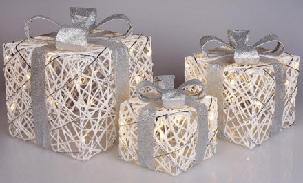 Набор декоративных подарков - 3 коробки с LED-подсветкой. Два режима подсветки -. . фото 3