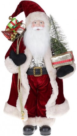 Фигура «Санта с елочкой» (мягкая игрушка), с LED подсветкой, бордо. . . фото 2