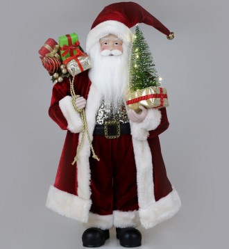Фигура «Санта с елочкой» (мягкая игрушка), с LED подсветкой, бордо. . . фото 3