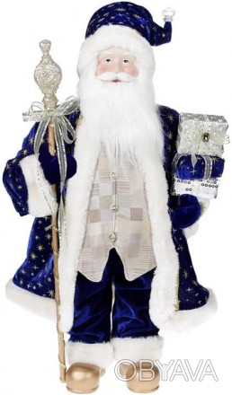 Фигура «Санта с посохом» (мягкая игрушка), синий с шампанью. Материа. . фото 1