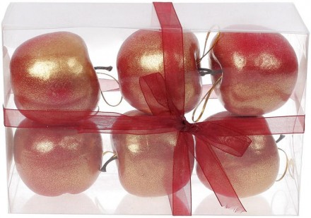 Набор 6 украшений-подвескок «Яблоко». Цвет - красное золото. Материа. . фото 3