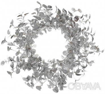 Декоративный венок «Серебро». Искусственные листья и ягоды. Материал. . фото 1