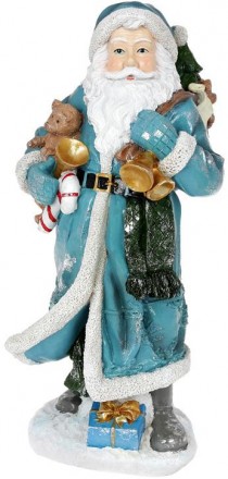 Фигура "Санта с колокольчиками", бирюза с серебром. Материал - полистоун (искусс. . фото 2