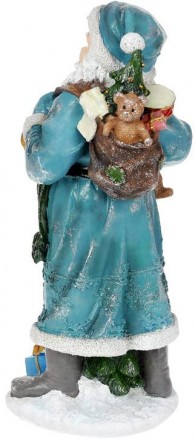 Фигура "Санта с колокольчиками", бирюза с серебром. Материал - полистоун (искусс. . фото 3