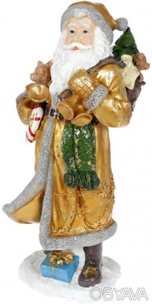 Фигура "Санта с колокольчиками", золото. Материал - полистоун (искусственный кам. . фото 1