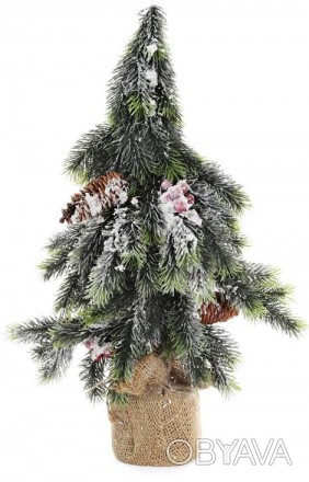 Декоративная искусственная елка на стволе "Ягоды и шишки" из искусственной хвои . . фото 1