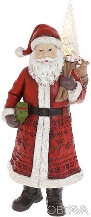 Фигура декоративная "Санта Клаус с Елочкой". Материал - полистоун (искусственный. . фото 1