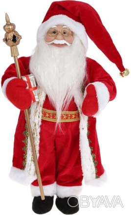 Фигура «Санта с Посохом» (мягкая игрушка), красный бархат. Материал . . фото 1