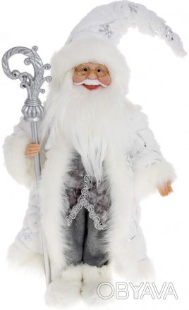 Фигура «Санта с Посохом» (мягкая игрушка), белый с серым. Материал -. . фото 1
