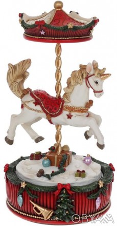 Декоративная музыкальная фигура "Лошадка на Карусели" с заводным механизмом и му. . фото 1