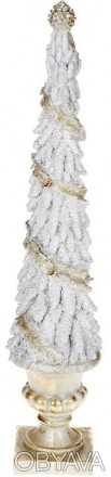 Декоративная композиция "Заснеженная Елка". Фигура белой елки на фигурной подста. . фото 1