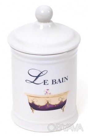Фарфоровая емкость LE BAIN с крышкой для гигиенических принадлежностей. Оригинал. . фото 1