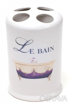 Фарфоровая подставка LE BAIN для зубных щеток 4 секции. Оригинальный декор. Разм. . фото 1