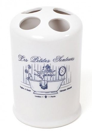 Подставка LE BAIN для зубных щеток. Изготовлена из белого фарфора с декором "Blu. . фото 2