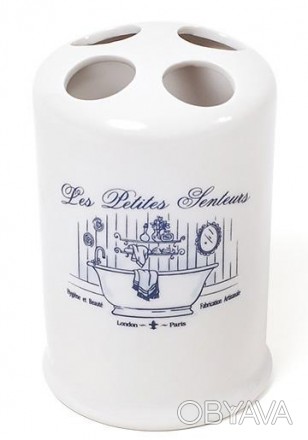Подставка LE BAIN для зубных щеток. Изготовлена из белого фарфора с декором "Blu. . фото 1