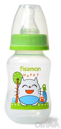 Бутылочка для кормления малышей Fissman Babies "Счастливый котик" абсолютно безв. . фото 1