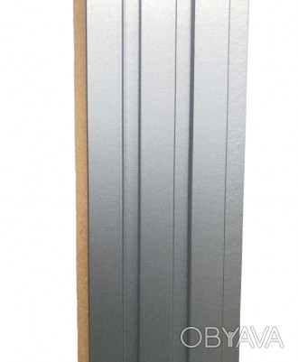 Стеновая декоративная реечная панель МДФ. Цвет: Алюминий. Размеры одной панели: . . фото 1