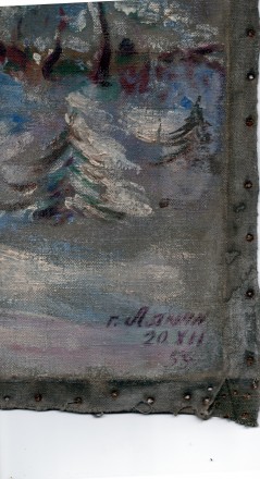 картина оригінальна писана на Полтавщині 1950х., масло, по краях сліди цвяхів, в. . фото 3
