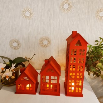 Різдвяний та Новорічний декор, дерев'яні будиночки з LED підсвіткою, сучасн. . фото 3