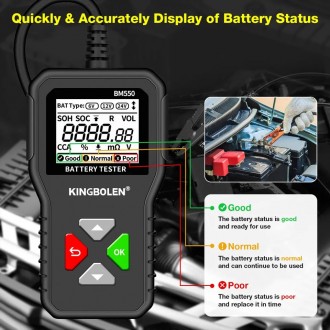 Аккумуляторный тестер Kingbolen BM550 (6V/12V/24V, SOC, SOH) ‌
Найновіший тестер. . фото 6