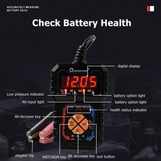 ТЕСТОР АВТОМОБИЛЬНЫХ АКБ 12V Battery Tester BA208 QUICLYNKS
12V Battery Tester B. . фото 5