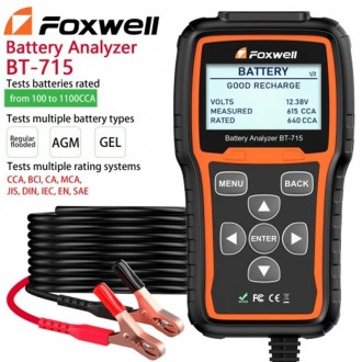 Анализатор автомобильных стартерных аккумуляторных батарей FOXWELL BT705 для тес. . фото 2