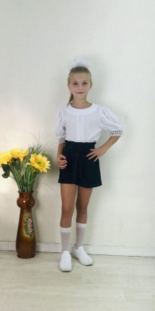 Блуза для дівчинки
	Тканина софт. Колір : білий та білий в горошок. Розміри:
	12. . фото 2