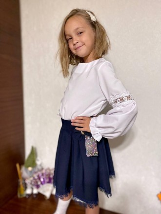 Блуза для дівчинки
	Тканина софт. Колір : білий та білий в горошок. Розміри:
	12. . фото 5