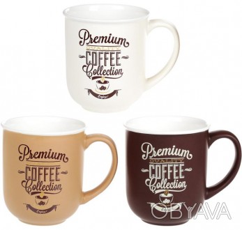 Фарфоровая кружка Premium Coffee 380мл. Чашка с кофейным декором. На выбор 3 диз. . фото 1