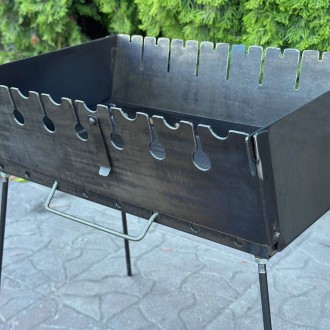 Идеальный Переносной двухуровневый Мангал-чемодан на 8 шампуров из металла 3 мм,. . фото 3