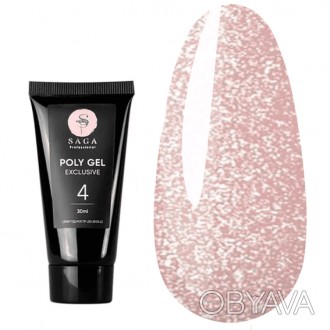 
Saga Poly Gel Exclusive №4 (розовый с шиммером) 30 мл - полигель для моделирова. . фото 1