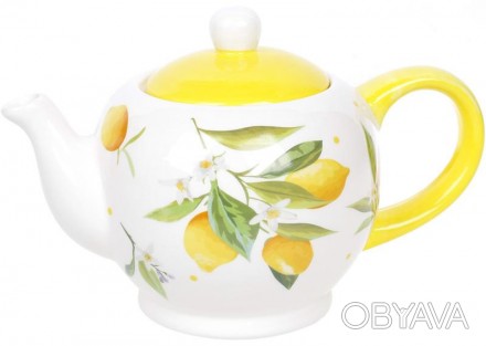 Яркий керамический чайник "Цитрусовое наслаждение" для заварки чая и травяных на. . фото 1