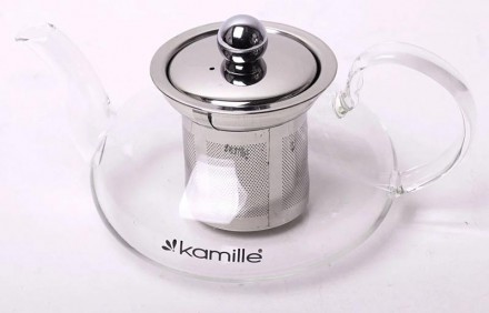 Стильный заварочный чайник Ilasade от ТМ Kamille. Тонкостенная колба с из термос. . фото 2