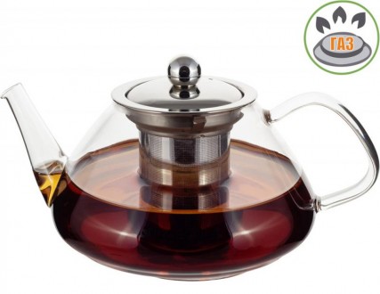 Чайник стеклянный заварочный Kamille с металлическим ситечком для заваривания ча. . фото 2