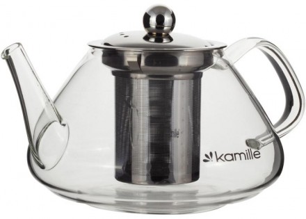 Чайник стеклянный заварочный Kamille с металлическим ситечком для заваривания ча. . фото 3