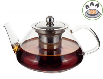 Чайник стеклянный заварочный Kamille с металлическим ситечком для заваривания ча. . фото 2
