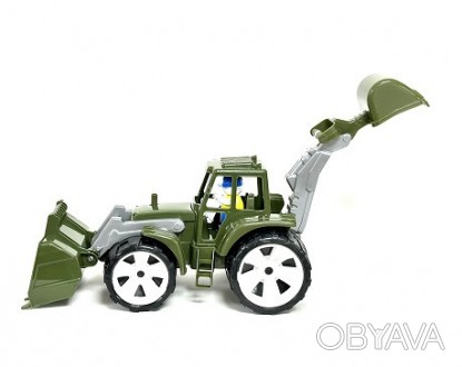 "Трактор BAMS 2 ковша" военный, арт.007/20, Детская игрушка, Бамсик 007/20 ish 
. . фото 1