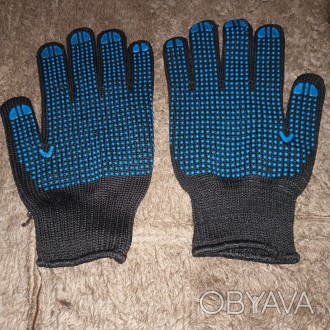 Універсальні трикотажні чорні рукавички призначені для садово-городніх робіт і м. . фото 1
