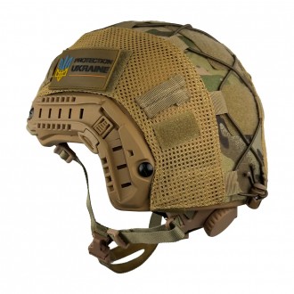 Защитный кевларовый шлем Fast Helmet NIJ IIIA (Койот) + Кавер (Мультикам)
Размер. . фото 6