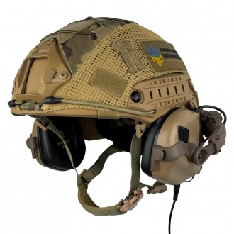 Тактический комплект шлем Fast + кавер + наушники Earmor М31 + крепление Чебураш. . фото 2