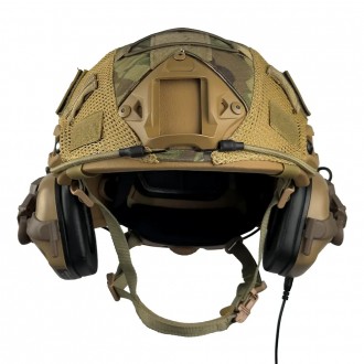 Тактический комплект шлем Fast + кавер + наушники Earmor М31 + крепление Чебураш. . фото 4