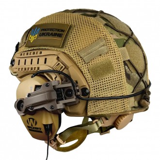 Комплект шлем Fast Helmet NIJ IIIA + наушники Walkers Razor Slim с чебурашкой + . . фото 4