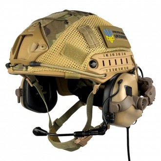 Комплект шлем кевларовый Fast Helmet NIJ IIIA + наушники Earmor M32 Mod3 с чебур. . фото 2