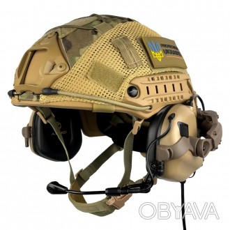 Комплект шлем кевларовый Fast Helmet NIJ IIIA + наушники Earmor M32 Mod3 с чебур. . фото 1